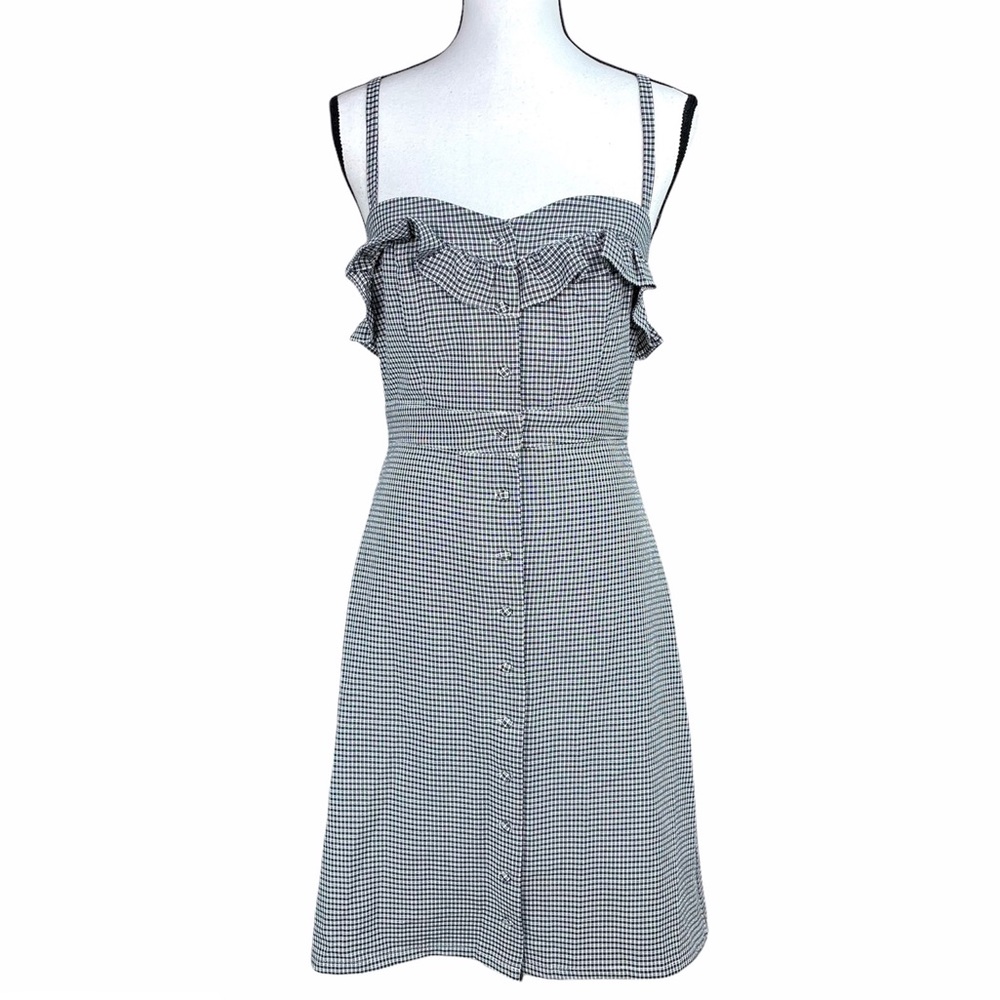 Bacio Black Gingham Sleeveless Button Down Dress